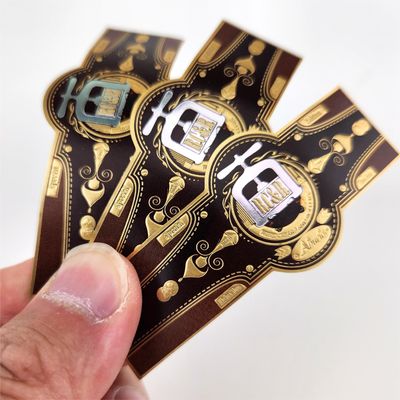 Kişiselleştirilmiş Logo Yazdırılmış Altın Sıcak Damgalama Çıkartılmış Kendine Yapıştırıcı Dikkate Alıcılar Sigara Yüzükleri Etiketler