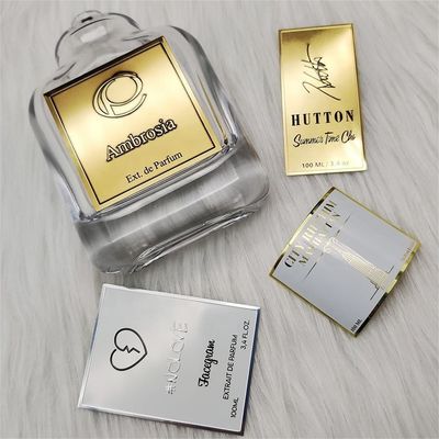 Parfüm şişeleri için Metal Logo ile Nikel Metal 3d kendi kendine yapışkan etiketler