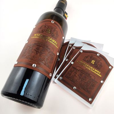 satın al Kişiselleştirme Deri çıkartma Kişiselleştirilmiş kendi kendine yapışkan baskı Ambalaj çıkartmaları Yazdırılmış kırmızı şarap şişesi etiketleri online manufacture