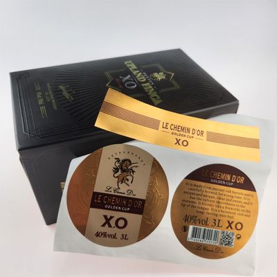 İyi bir fiyat. Özel 3D Rezil Brandy Viski Etiketleri - Altın Folyo Şarap Şişesi Etiketleri OEM çevrimiçi
