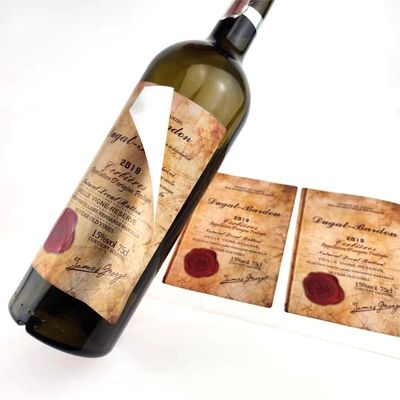 İyi bir fiyat. Özel Kırmızı Şarap Şişesi Etiketi Su geçirmez Yapıştırıcı Özel Logo Ürün Markası Paketleme Etiket Baskı çevrimiçi