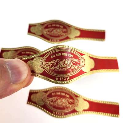 İyi bir fiyat. Custom Round Rectangular Oval Cigar Band Label with Gold Foil Stamping and Embossed Design çevrimiçi