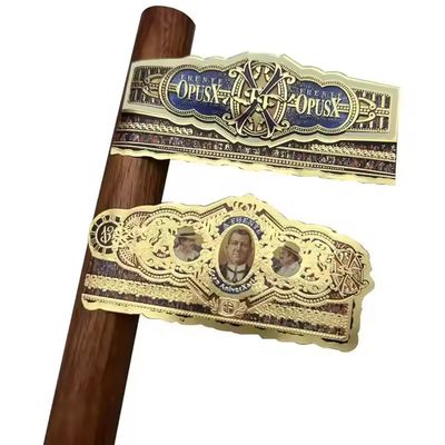 İyi bir fiyat. ISO9001 Certified Waterproof Eco-friendly Cigar Label Adhesive Sticker with Gold Foil 3D Embossed Customized Shape çevrimiçi